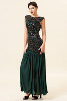 Load image into Gallery viewer, Dark Green Sheath Long Formal Dress with Sequins