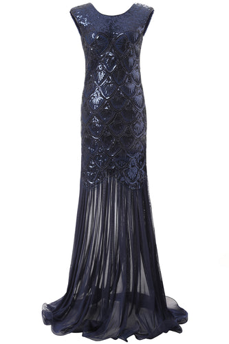 Navy Sequins 1920s Evening Party Dress