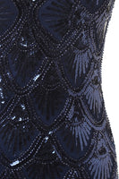 Load image into Gallery viewer, Navy Sequins Boat Neck 1920s Evening Party Dress