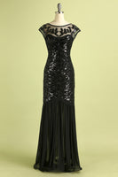 Load image into Gallery viewer, Navy Sequins Boat Neck 1920s Evening Party Dress