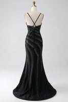 Load image into Gallery viewer, Mermaid Beaded Black Prom Dress with Slit