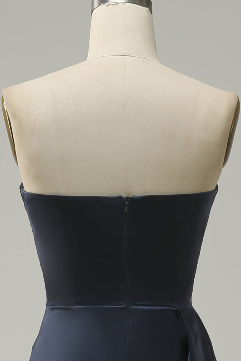 Load image into Gallery viewer, A Line Sweetheart Navy Long Prom Dress with Split Front