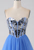 Load image into Gallery viewer, A-Line Sweetheart Mirror Royal Blue Prom Dress