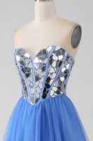 Load image into Gallery viewer, A-Line Sweetheart Mirror Royal Blue Prom Dress