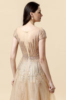 Load image into Gallery viewer, Sparkly Golden Beaded Long Evening Dress