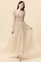 Load image into Gallery viewer, Sparkly Golden Beaded Long Evening Dress