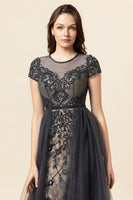 Load image into Gallery viewer, Sparkly Grey Beaded Long Formal Dress