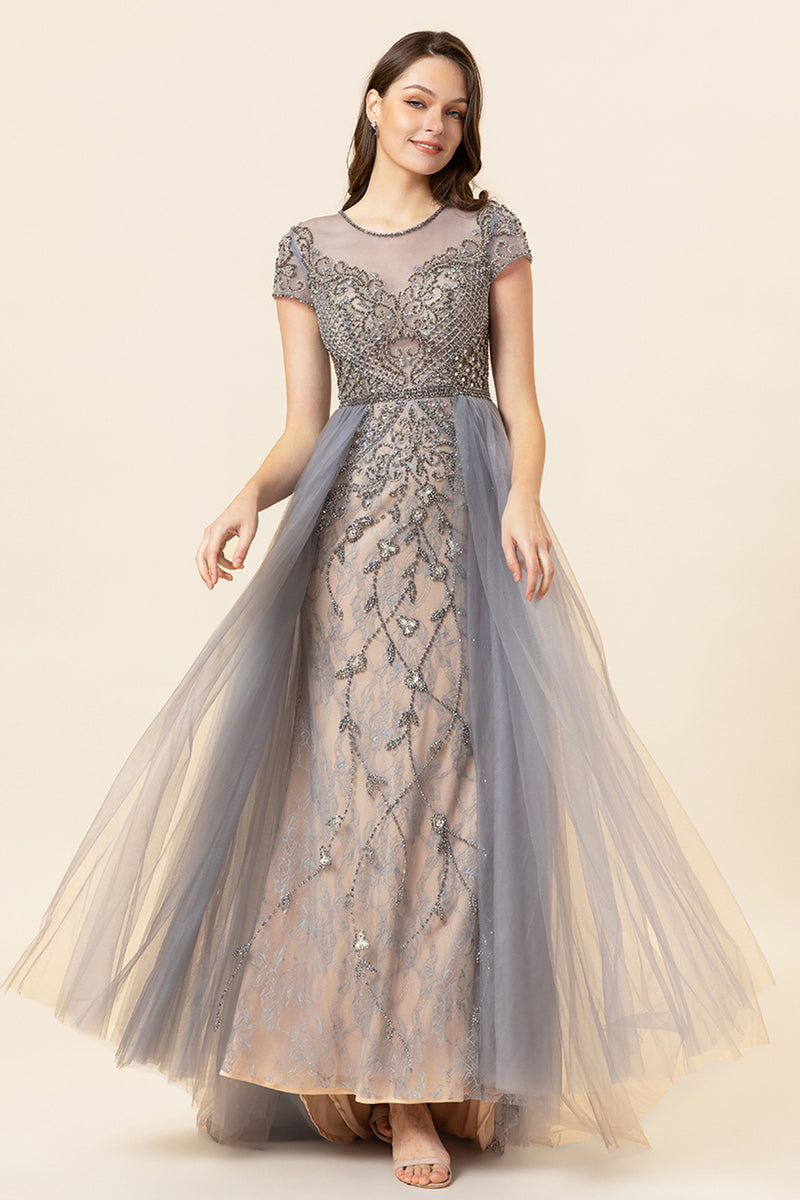 Load image into Gallery viewer, Sparkly Dark Grey Beaded Long Formal Dress