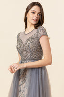 Load image into Gallery viewer, Sparkly Dark Grey Beaded Long Formal Dress