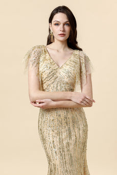 Mermaid Golden Beaded Prom Dress