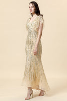 Load image into Gallery viewer, Mermaid Golden Beaded Prom Dress
