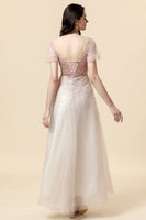 Load image into Gallery viewer, Square Neck A-Line Blush Beading Prom Dress