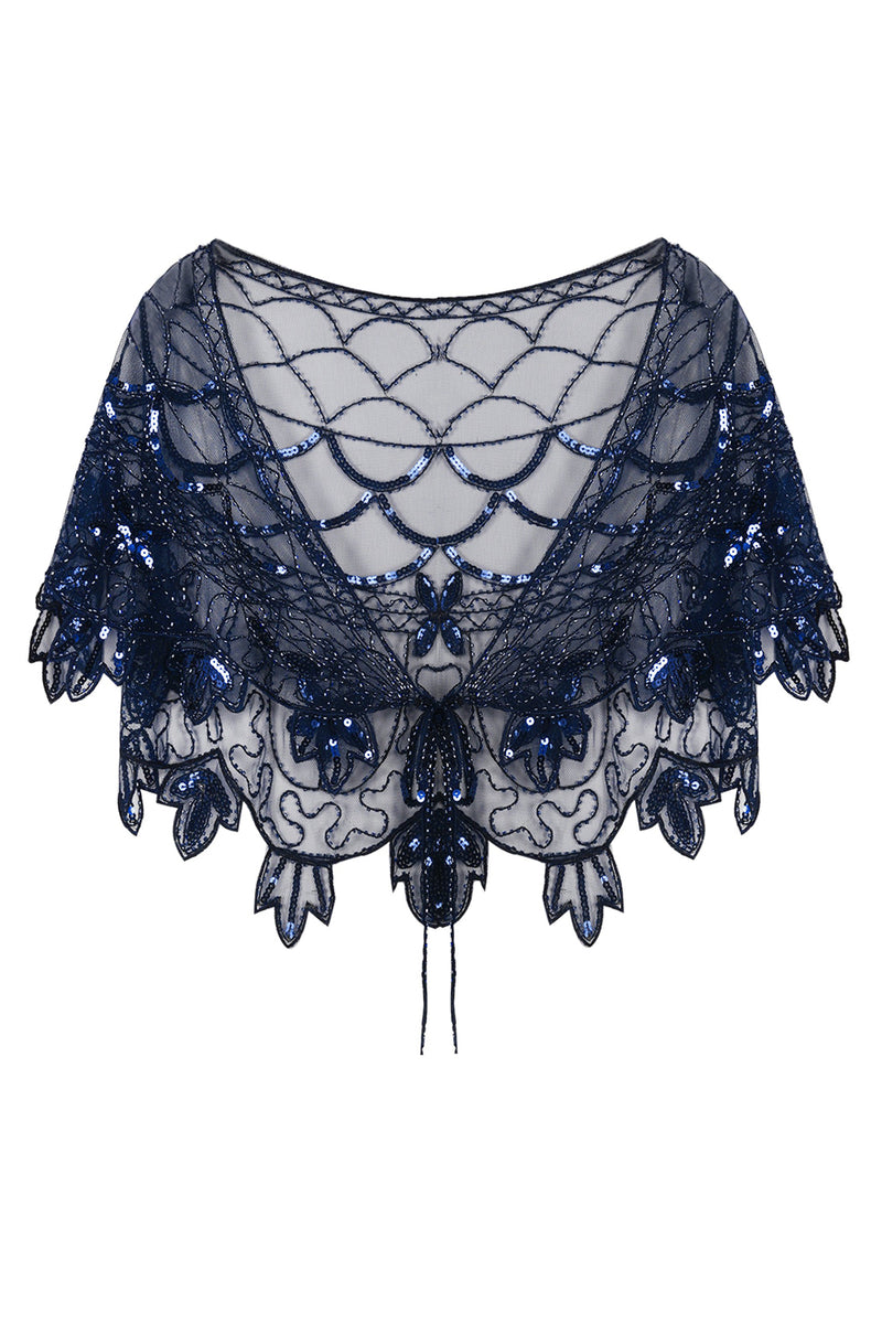 Load image into Gallery viewer, 1920s Gold Flower Sequin Women Cape