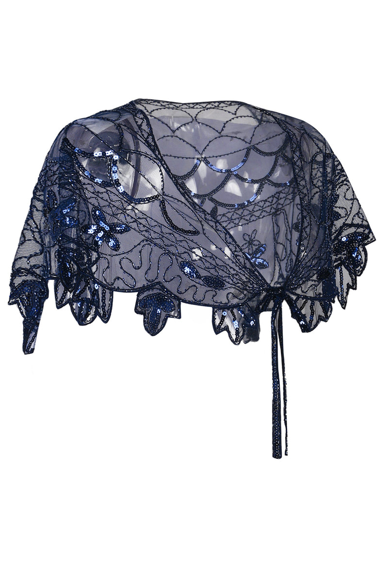 Load image into Gallery viewer, 1920s Gold Flower Sequin Women Cape