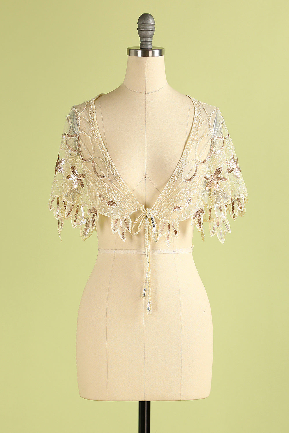1920s Gold Flower Sequin Women Cape