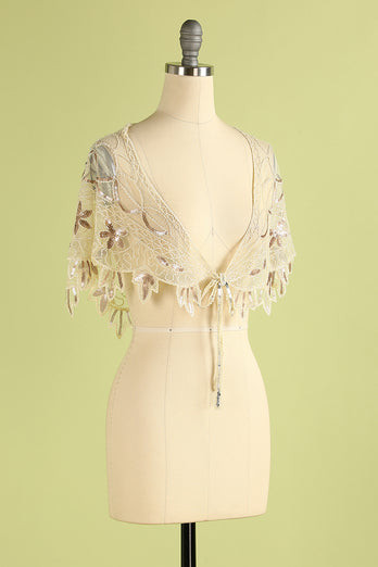 1920s Gold Flower Sequin Women Cape