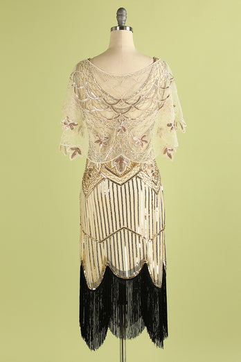 1920s Gold Flower Sequin Women Cape