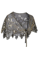 Load image into Gallery viewer, 1920s Gold Flower Sequin Women Cape