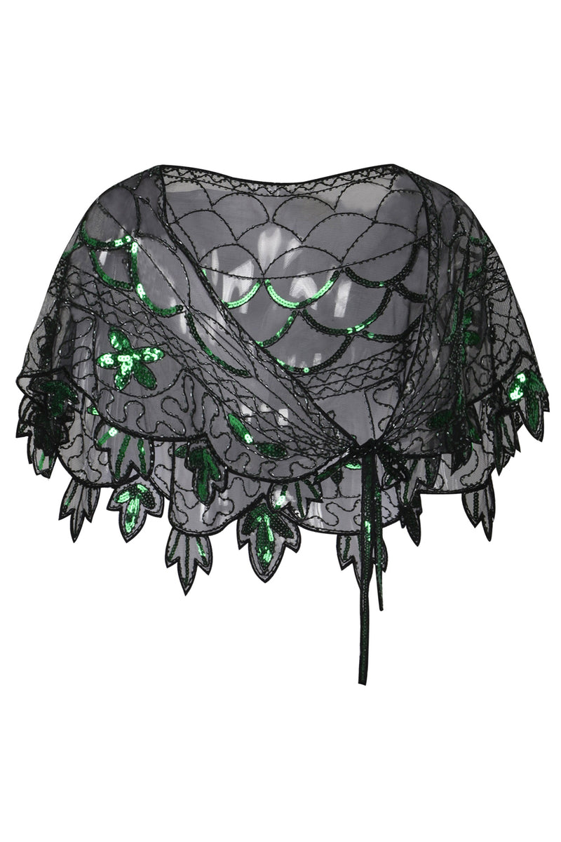 Load image into Gallery viewer, 1920s Gold Flower Sequin Women Cape