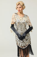 Load image into Gallery viewer, 1920s Gold Flower Sequin Women Cape