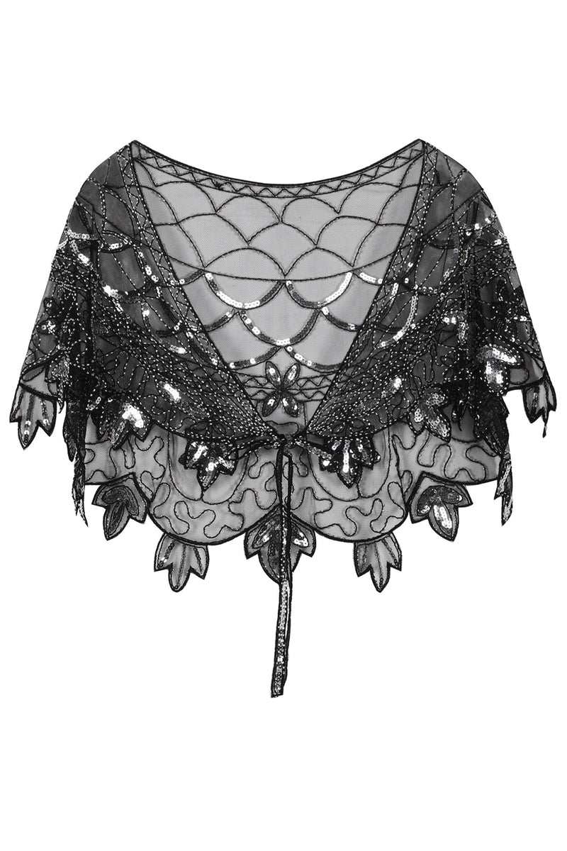 Load image into Gallery viewer, 1920s Gold Flower Sequin Women Cape