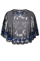 Load image into Gallery viewer, Black Sequin 1920s Batwing Shawl