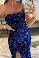 Load image into Gallery viewer, Mermaid Royal Blue Sequin Prom Dres