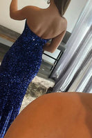 Load image into Gallery viewer, Mermaid Royal Blue Sequin Prom Dres