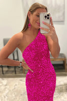 Load image into Gallery viewer, Burgundy Mermaid Sequins Long Prom Dress