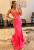 Load image into Gallery viewer, Beading V-neck Purple Mermaid Prom Dress