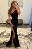Load image into Gallery viewer, Sheath One Shoulder Red Sequins Long Prom Dress with Split Front