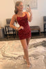 Load image into Gallery viewer, Red Tight Sequins Backless Homecoming Dress