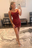 Load image into Gallery viewer, Red Tight Sequins Backless Homecoming Dress