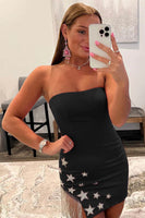 Load image into Gallery viewer, Pink Tight Homecoming Dress with Star and Fringes