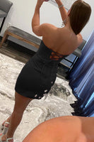 Load image into Gallery viewer, Pink Tight Homecoming Dress with Star and Fringes