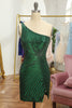 Load image into Gallery viewer, Glitter Fuchsia One Shoulder Beaded Tight Homecoming Dress