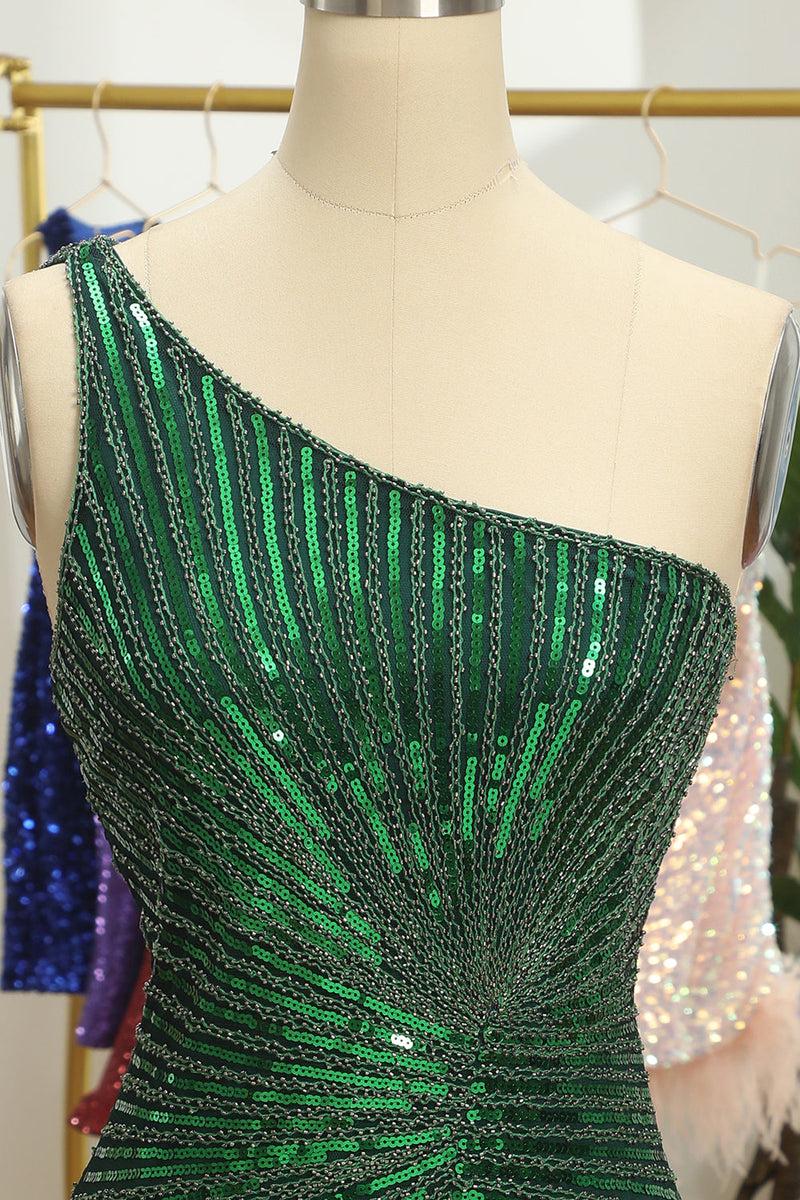 Load image into Gallery viewer, Glitter Orange One Shoulder Beaded Tight Homecoming Dress