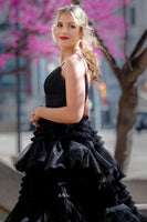 Load image into Gallery viewer, Black A-Line Spaghetti Straps Long Prom Dress