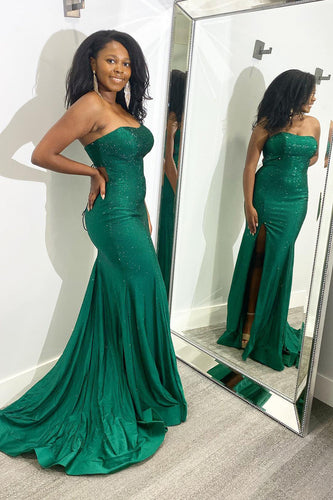 Sparkly Dark Green Sequins Mermaid Long Prom Dress