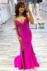 Load image into Gallery viewer, Sparkly Hot Pink Mermaid Sequins Long Prom Dress with Slit