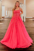 Load image into Gallery viewer, Coral A-Line Prom Dress with Appliques