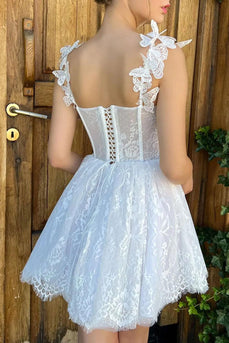Cute A Line Sweetheart White Short Homecoming Dress with Appliques