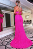 Load image into Gallery viewer, Two Piece Orange Sequins Mermaid Prom Dress with Slit