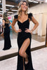 Load image into Gallery viewer, Black Sparkly Sheath Prom Dress with Slit