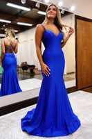 Load image into Gallery viewer, Royal Blue Spaghetti Straps Simple Mermaid Prom Dress