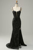 Load image into Gallery viewer, Mermaid Spaghetti Straps Royal Blue Sequins Long Prom Dress with Split Front