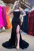 Load image into Gallery viewer, Mermaid Spaghettti Straps Dark Green Sequins Long Prom Dress with Split Front