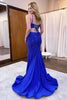 Load image into Gallery viewer, Mermaid Spaghettti Straps Black Sequins Long Prom Dress with Split Front