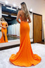 Load image into Gallery viewer, Mermaid One Shoulder Orange Long Prom Dress with Star Appliques