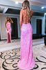 Load image into Gallery viewer, Sparkly Royal Blue Backless Sequins Long Prom Dress with Slit